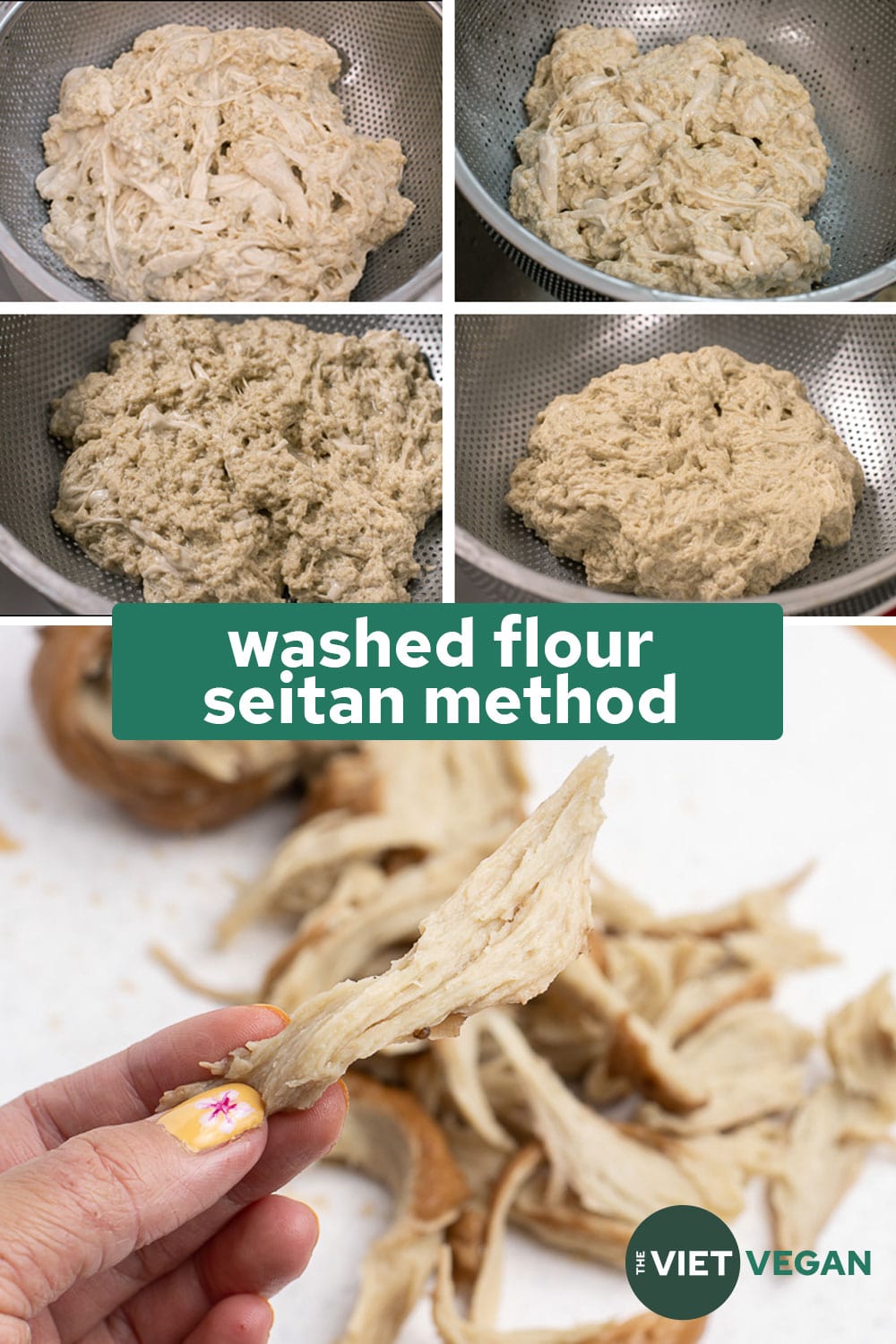 washed flour seitan steps with the final product
